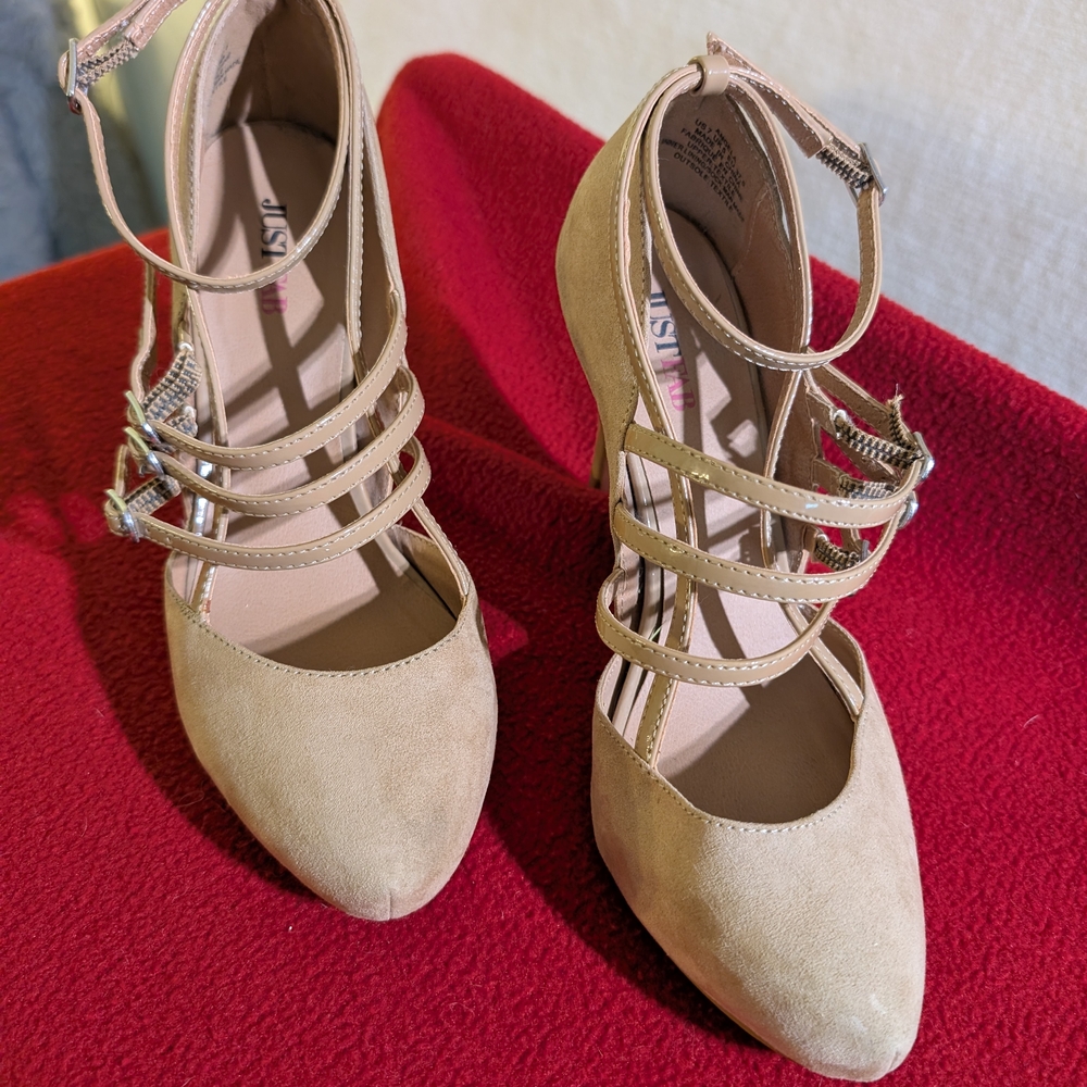 Stylish Beige Strappy Heels